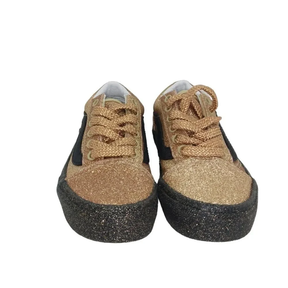 VANS Old Skool Party Glitter Girls NEW w/Tags Gold/Black Glitter Sneakers-sz. 11